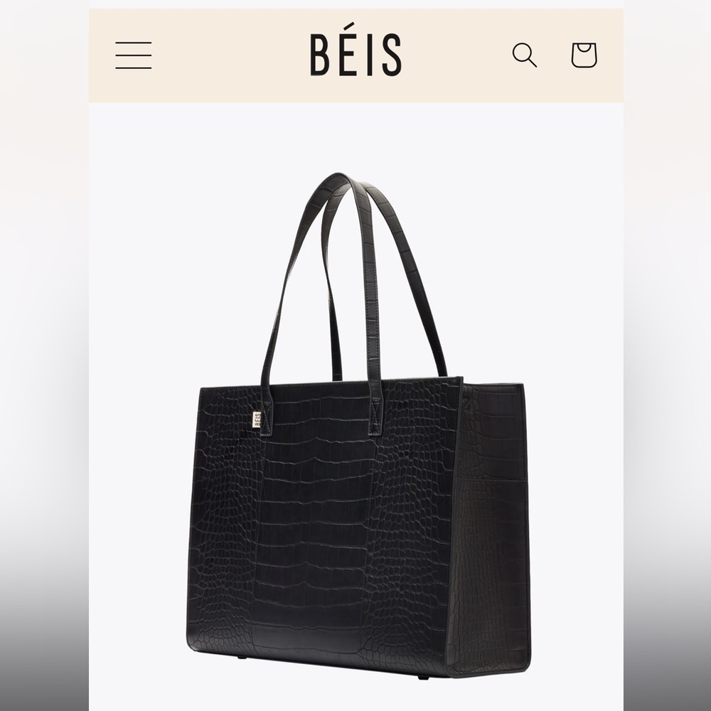 BEIS The Large Work Tote in Black Croc